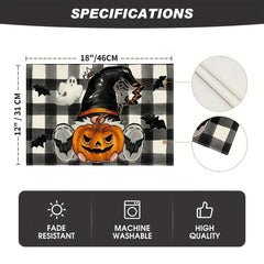 4pcs Halloween Skeleton Placemats Washable Table Mat