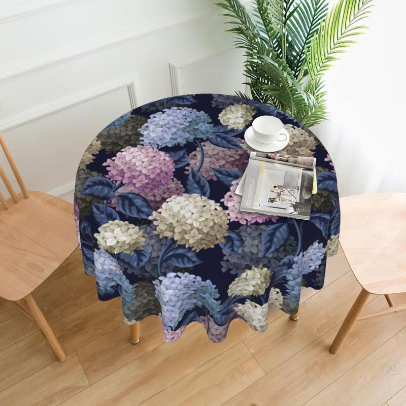Colorful Hydrangea Pattern Table Cover - Round/Square Polyester Tablecloth
