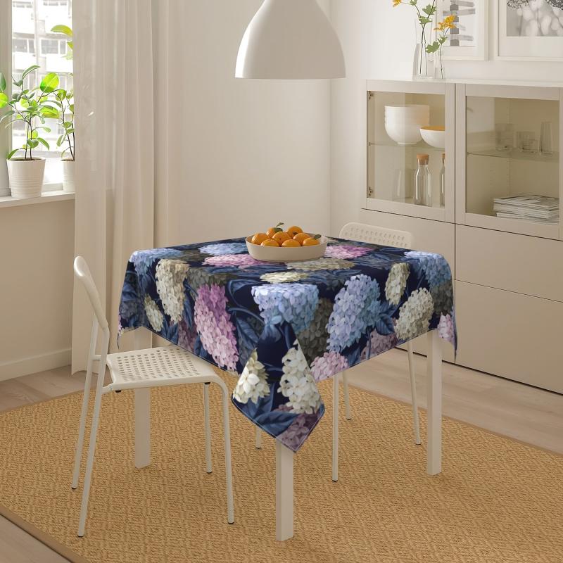 Colorful Hydrangea Pattern Table Cover - Round/Square Polyester Tablecloth