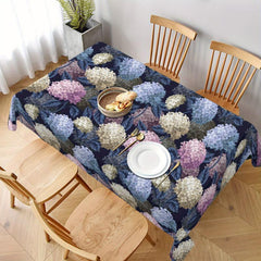 Colorful Hydrangea Pattern Table Cover - Round/Square Polyester Tablecloth