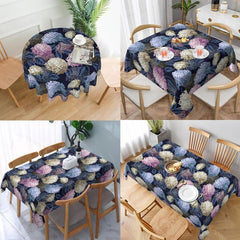 Colorful Hydrangea Pattern Table Cover - Round/Square Polyester Tablecloth