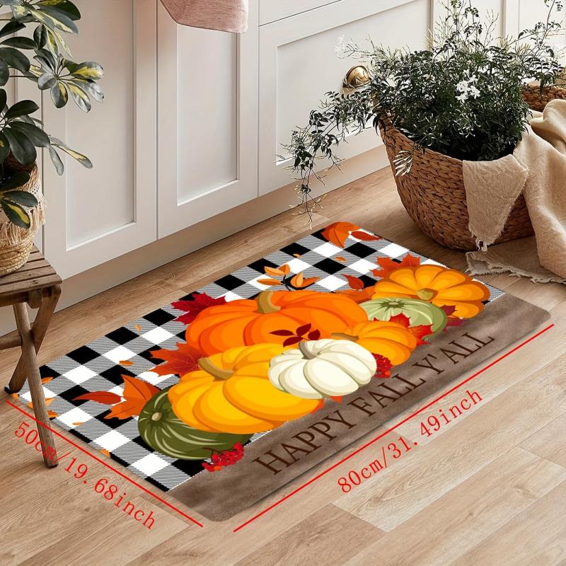 Modern Pumpkin Kitchen Mat Water Absorbent Anti Slip Kitchen Rug