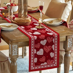 Table Runner Romantic Table Setting Couples Dinner Wedding Party Red Love Heart