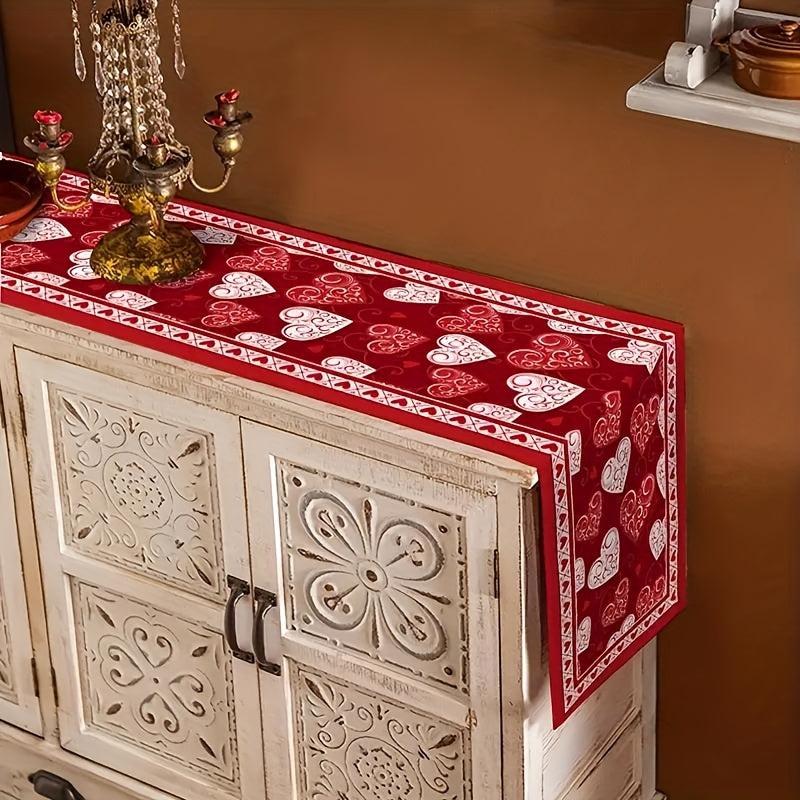 Table Runner Romantic Table Setting Couples Dinner Wedding Party Red Love Heart
