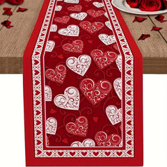 Table Runner Romantic Table Setting Couples Dinner Wedding Party Red Love Heart