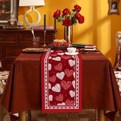 Table Runner Romantic Table Setting Couples Dinner Wedding Party Red Love Heart