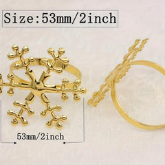 12pcs Golden Snowflake Napkin Rings for Table Decorations