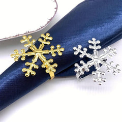 12pcs Golden Snowflake Napkin Rings for Table Decorations