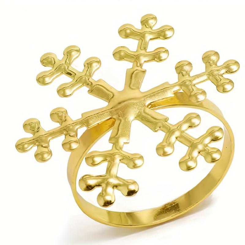 12pcs Golden Snowflake Napkin Rings for Table Decorations