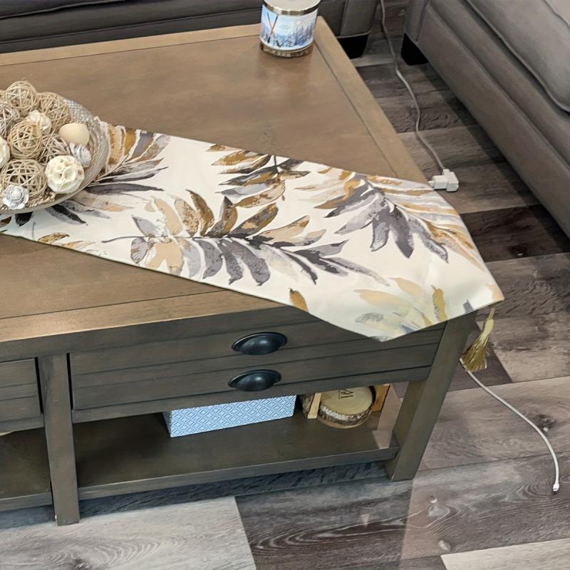Polyester Table Runner Nordic Style Jacquard Leaf Coffee Table Bedside Towel