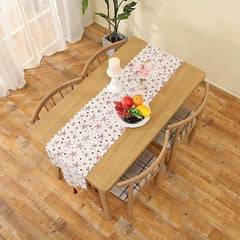 Christmas Theme Bronzing Table Runner Red Golden Silvery Pentagram