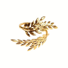 6pcs Gold Leaf Napkin Rings Cast Iron Polished Metal