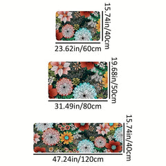 Soft Non Slip Floral Kitchen Mat Stain Resistant Waterproof Mat