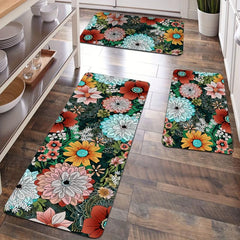 Soft Non Slip Floral Kitchen Mat Stain Resistant Waterproof Mat