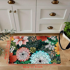 Soft Non Slip Floral Kitchen Mat Stain Resistant Waterproof Mat
