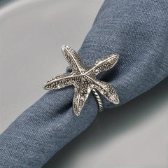 2pcs Ocean Themed Napkin Rings Metal Holders for Beach Wedding Party Table Decor