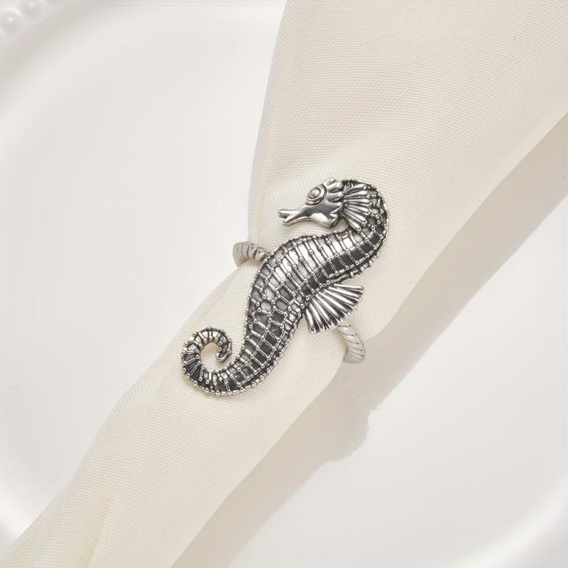 2pcs Ocean Themed Napkin Rings Metal Holders for Beach Wedding Party Table Decor