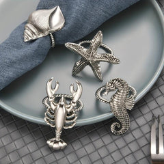 2pcs Ocean Themed Napkin Rings Metal Holders for Beach Wedding Party Table Decor