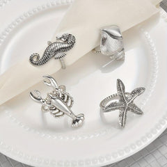 2pcs Ocean Themed Napkin Rings Metal Holders for Beach Wedding Party Table Decor
