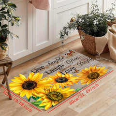 Soft Yellow Sunflower Bath Mat - Absorbent & Machine Washable