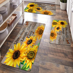 Soft Yellow Sunflower Bath Mat - Absorbent & Machine Washable