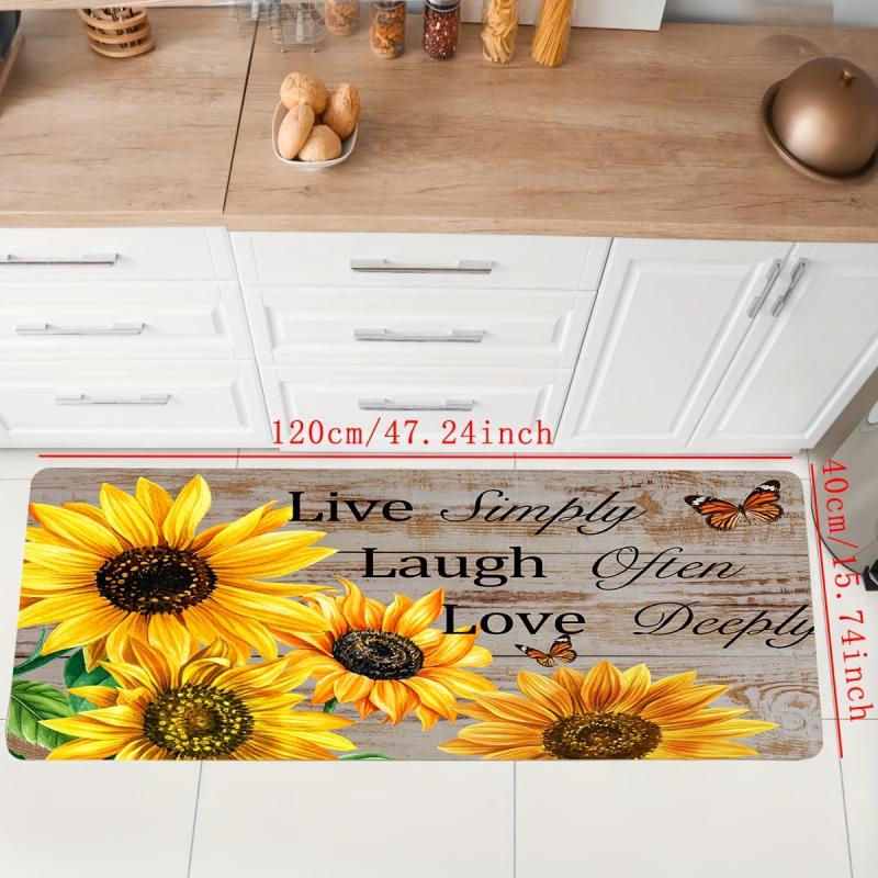 Soft Yellow Sunflower Bath Mat - Absorbent & Machine Washable