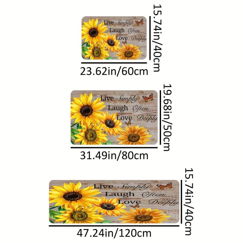 Soft Yellow Sunflower Bath Mat - Absorbent & Machine Washable