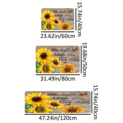 Soft Yellow Sunflower Bath Mat - Absorbent & Machine Washable