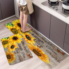 Soft Yellow Sunflower Bath Mat - Absorbent & Machine Washable