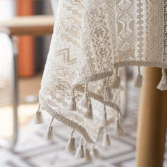 Bohemian Style Fringed Square Tablecloth