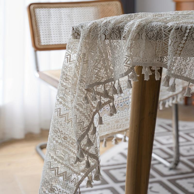 Bohemian Style Fringed Square Tablecloth