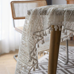 Bohemian Style Fringed Square Tablecloth