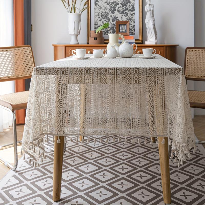 Bohemian Style Fringed Square Tablecloth