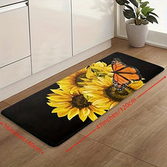 Sunflower Kitchen Rugs Non Slip Cushioned Stain Resistant Waterproof Floor Mat