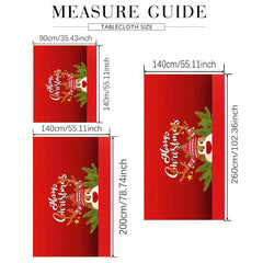 Polyester Table Cloth Merry Christmas Table Cover Cartoon Deer Pattern