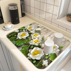 Rubber Kitchen Drain Mat Coaster Bathroom Countertop Absorbent Mat