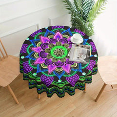 Boho Round Table Cloth Waterproof Table Cover for Indoor Outdoor Dining