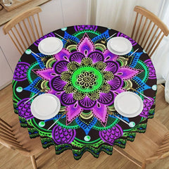 Boho Round Table Cloth Waterproof Table Cover for Indoor Outdoor Dining