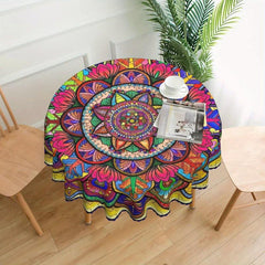 Boho Round Table Cloth Waterproof Table Cover for Indoor Outdoor Dining