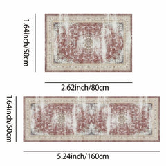 Distressed Boho Kitchen Mat Set - Vintage Anti Slip Carpet