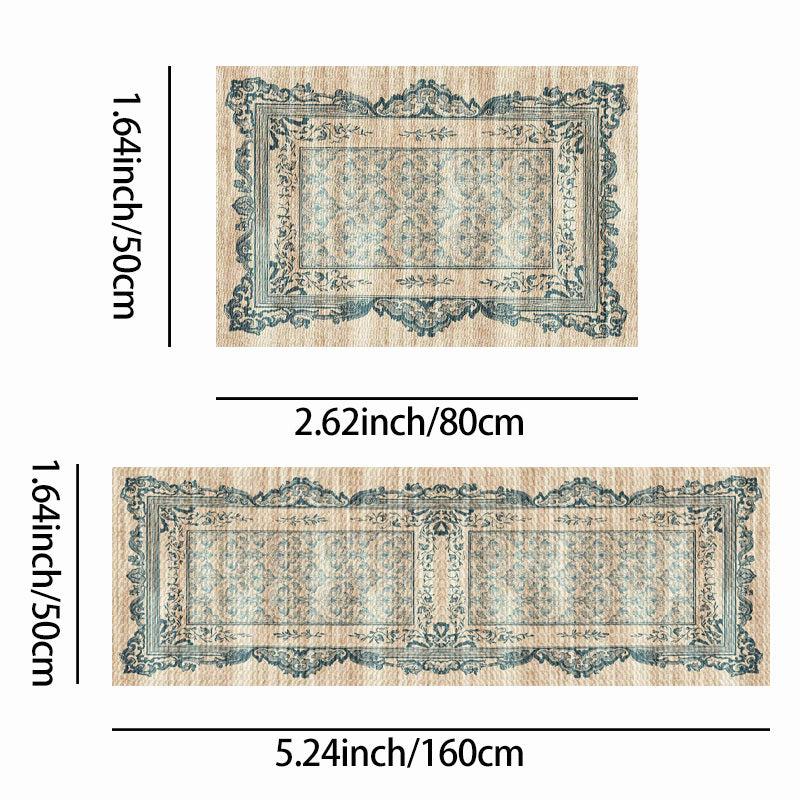 Distressed Boho Kitchen Mat Set - Vintage Anti Slip Carpet