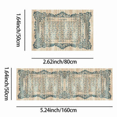 Distressed Boho Kitchen Mat Set - Vintage Anti Slip Carpet