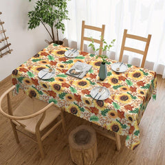 Sunflower Tablecloth Round Table Cloth Embossed Stain Water Repellent Cover