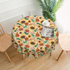 Sunflower Tablecloth Round Table Cloth Embossed Stain Water Repellent Cover