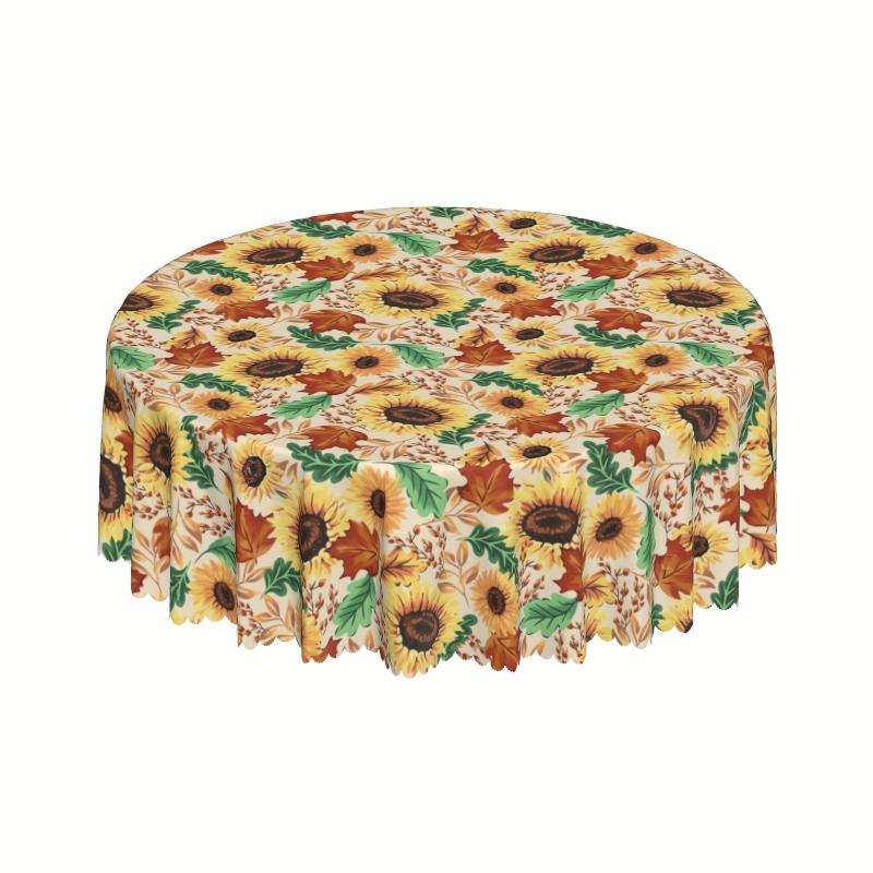 Sunflower Tablecloth Round Table Cloth Embossed Stain Water Repellent Cover