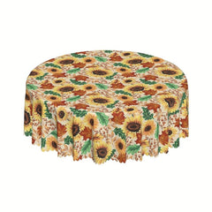 Sunflower Tablecloth Round Table Cloth Embossed Stain Water Repellent Cover