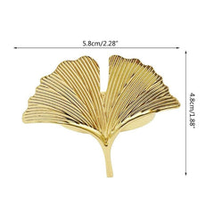 6pcs Golden Ginkgo Leaves Napkin Rings Cast Iron Polished Metal Rings
