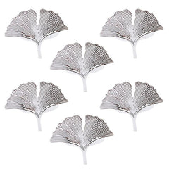 6pcs Golden Ginkgo Leaves Napkin Rings Cast Iron Polished Metal Rings