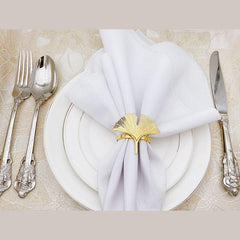 6pcs Golden Ginkgo Leaves Napkin Rings Cast Iron Polished Metal Rings