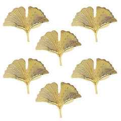 6pcs Golden Ginkgo Leaves Napkin Rings Cast Iron Polished Metal Rings